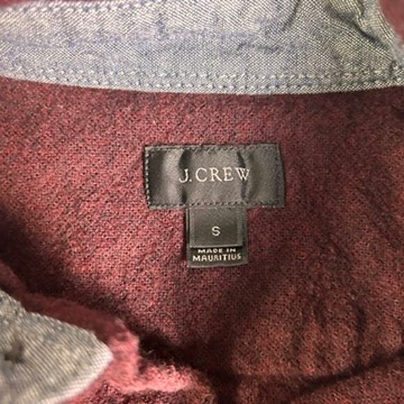 J. Crew Wool Button Down Mens Small Leather Elbow Patches Soft Fall Flannel - Picture 3 of 10